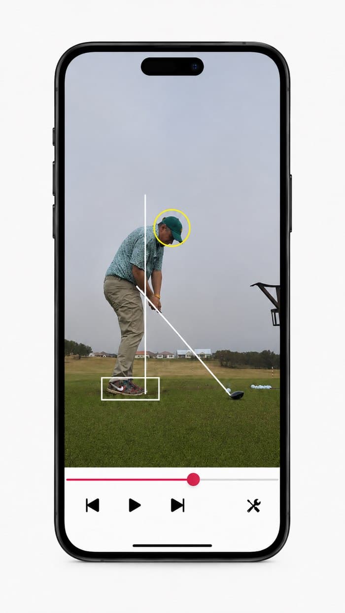 V1 Digital Software swing plane analysis on a phone